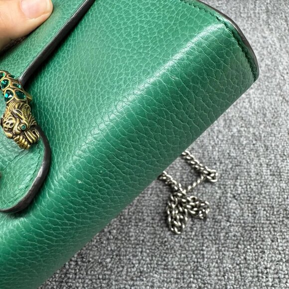 GUCCI Dionysus Green Leather Shoulder Bag 650-032625 - Picture 4 of 16